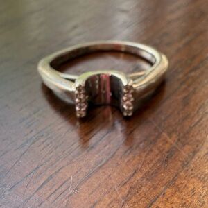 Silver Horseshoe Ring with Garnet Accents